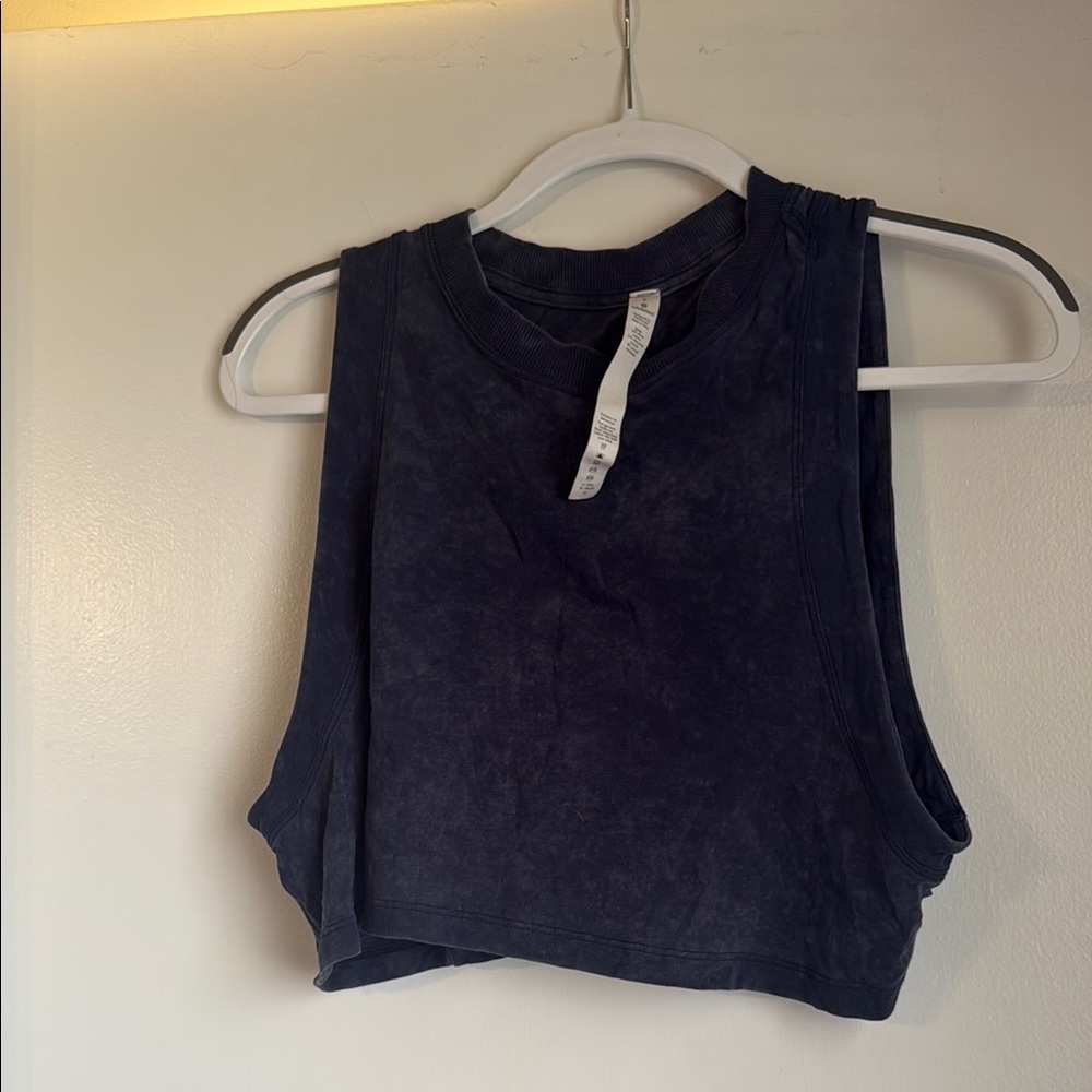 All Yours Crop Tank Top - Cloudy Wash True Navy